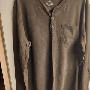 Duluth Trading Co Long Sleeve Henley - Dark Olive